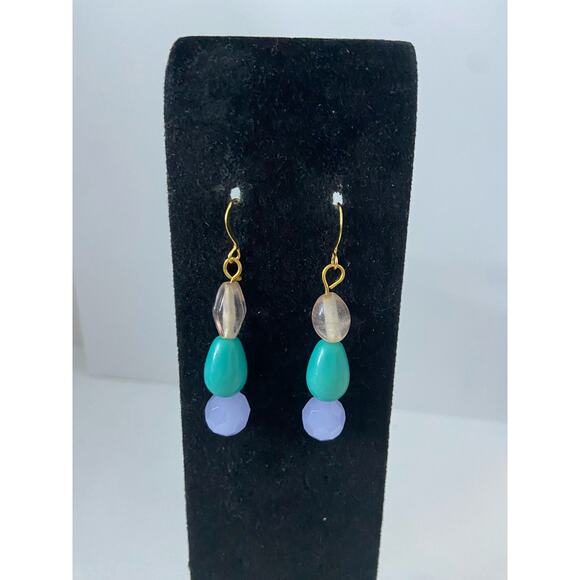 Upcycled colorful bead earrings - Picture 1 of 3